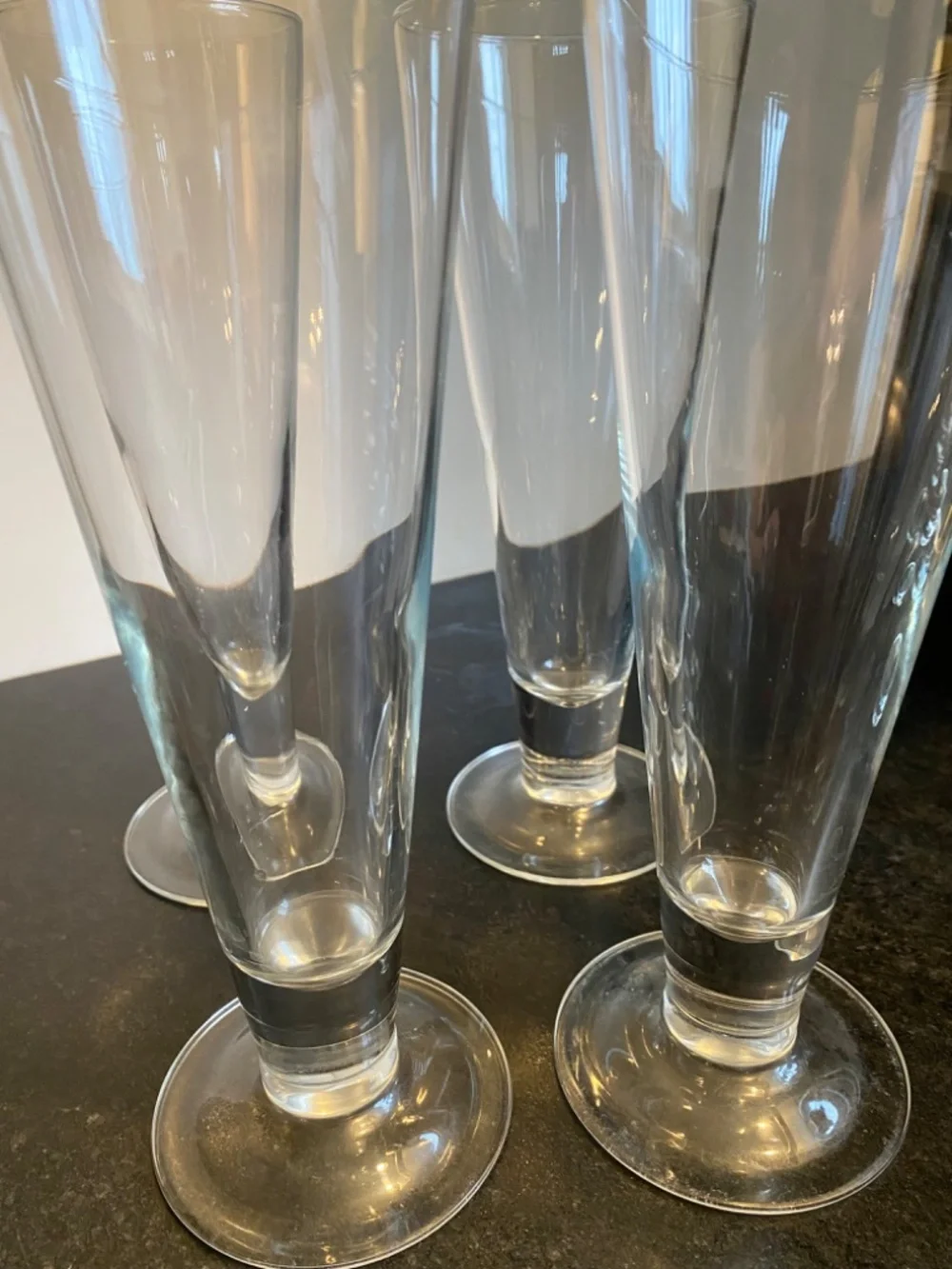 Pilsener Beer Glasses. Traditional Barware. Clear Glass.